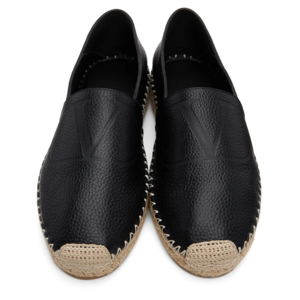 Valentino Garavani  Black logo espadrilles in leather size 39.5